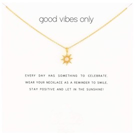 Fashion Sun Necklace Clavicle Chain Sunlight Sunshine Pendant Necklace With Message Card Friendship Dainty Gold Silver Jewelry (hollow sun white)