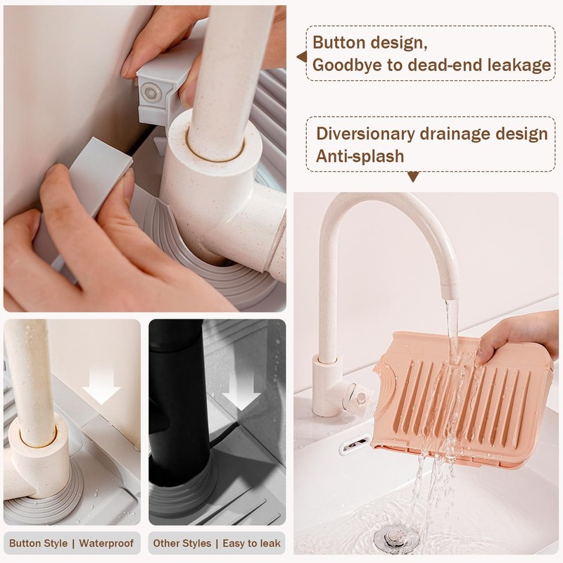 Longer Silicone Faucet Mat for Kitchen Sink – Button Style
