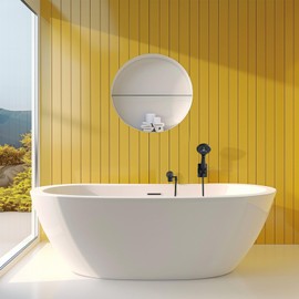 PROOX All Metal Tub Spout with Diverter Matte Black, 6 Settings Hand held Shower with ON/Off Pause Switch, Bathtub Faucet with Sprayer