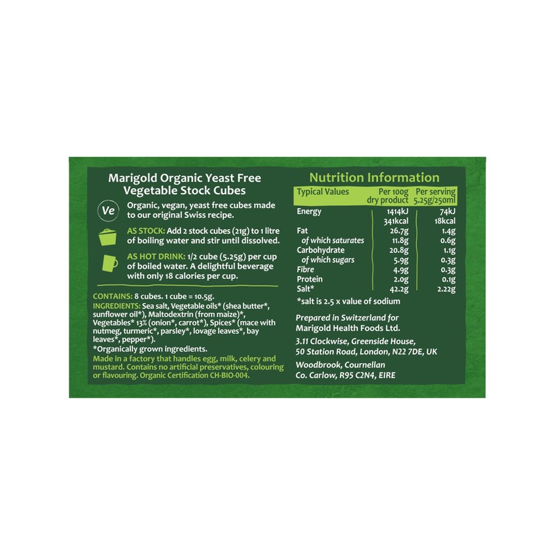 Marigold Vegan Bouillon Instant Vegetable Stock Cubes Organic & Yeast