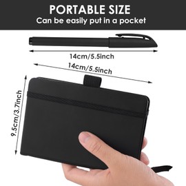 2Pcs Lined Journal Notebook 160 Pages Small Leather Notepad with Pen A6 Pocket Size Notepad with Elastic Band Pen Loop Fits Student Worker Record Homework Work Content Plan 5.5" X 3.7" Black