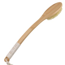OWIIZI Back Scrubber Brush for Shower,Curved Extra Long Handle Bamboo Stiff Bristle Body Brush for Exfoliating,Natural Stiff Sisal Shower Scrubber for Back Use Wet or Dry-17.9inches