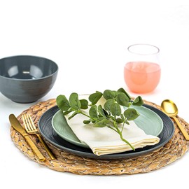 Zak Designs American Conventional Melamine 12 Piece Dinnerware Set Service for 4 Includes Dinner Plates, Salad Plates, and Individual Bowls, Durable and BPA Free (Charcoal)