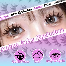 Losha Lashes Spiky Manga Lashes 10 Pairs Anime False Eyelashes 8D Wispy Eye Lashes Pack Soft Asian Fake Eyelashes (Doll)