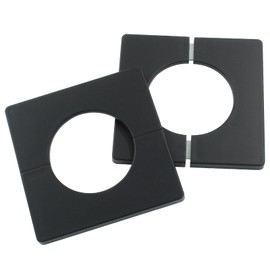 Cionyce Wall Split Flange 51mm Diameter Hole Wall-mounted Water Pipe Cover, ABS Plastics Square Shaped Escutcheon Plates(Black)