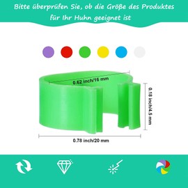 Voarge Pack of 60 Poultry Bands, Plastic Poultry Leg Rings for Chickens, Ducks, Chickens, Pigeons, Small Animals, 6 Colours, Easy to Distinguish