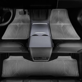 CAR PASS Rubber Car Mats,Car Floor Mats All Weather, Waterproof Trim-to Fit Automotive Floor Mats for Cars Trucks SUV,Anti-Slip Easy Clean, Heavy Duty Car Mats Full Set 3-Piece,All Grey