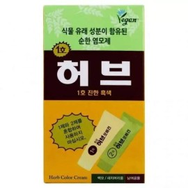 Dong Sung 동성 허브포비건 염색약 1호 진한흑색 Dongseong Herb For Vegan Hair Dye No. 1 Deep Black