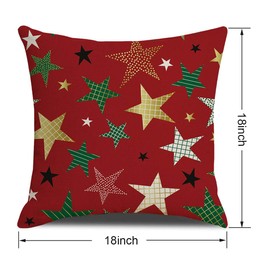 Anbaituor Christmas Cushion Cover - 4 Pack Cotton Linen Red Decorative Christmas - Throw Pillow Case Cushion for Sofa Living Room Bed Couch Car Square Pillowcase, 18 by 18 (Xmas tree-Red)