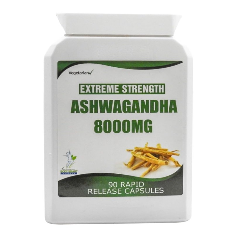 Ashwagandha Max 8000mg High Strength KSM-66 90 Vegetarian Capsules UK