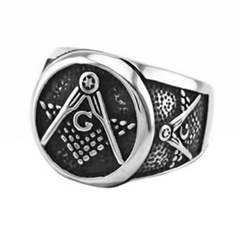 Autiga Masonic Ring Men's Stainless Steel Templar Knight Ring Masonic Signet Ring, Stainless Steel