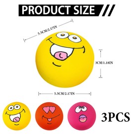 Dog Squeaky Toy,3 Pcs Soft Latex Squeak Balls,5.5 cm Dogs Puppy Toy Ball,Squeaky Dog Ball for Small Dogs Puppy,High Elasticity,Dog Teeth Cleaning (Red,Rose,Yellow)
