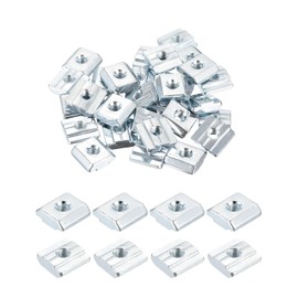Sourcing Map 40Pcs M5 T Nut Tee Sliding Slot Nuts, Nickel Plated Carbon Steel, Silver Tone, 16x16x6mm