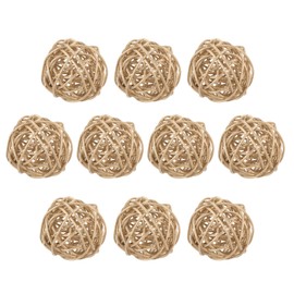 sourcing map 10 Pcs Wicker Rattan Balls 2 Inch Rattan Decorative Balls Vase Fillers for Wedding Party Centerpiece Bowls Home Decoration Gold
