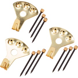 OIIKI 10 Pack 100 lbs Picture Frame Hanger Hooks with Nails, Picture Hanging Hooks, Heavy Duty Picture Hangers, Mirror Hanging Accessories for Picture, Drywall, Artwork -Gold Color