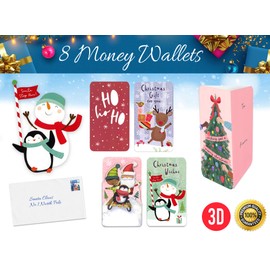 8 Christmas Money Wallet Gift Cards & Envelopes for Cash Gifts Xmas Voucher Wallets