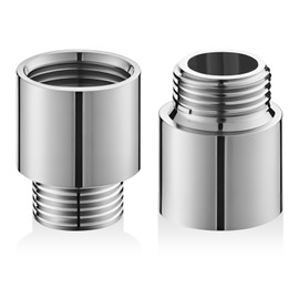 Set of 2 tap extensions, 1/2 inch x 20 mm, stainless steel tap extension, thread extension for corner valve, shower head extension, tap extension fitting, garden tap connection