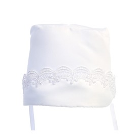 Pink Princess Baby Christening Bonnet for Baby Girl - Baptism Hat - Accesorios para Bautizo Niña Size 3-6 Months 6 White