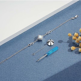 Nisgoin Opal Urn Bracelet for Ashes for Women: 925 Sterling Silver Cremation Jewelry Bracelet for Ashes of Loved Ones Keepsake Pendant Ashes Bracelets Memorial Jewelry Gifts