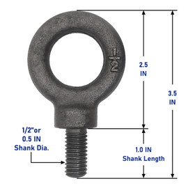 Lifting Shoulder Eye Bolt 1/2"-13 X 1 2 Pcs, Industrial Grade Heavy Duty Forged Steel for Truck Tractor Bucket Use As Towing&Pulling Point