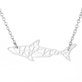 liveliwithmin Origami Paper Shark Necklace Sea Animal Shark Pendant Necklace for Women (silver)