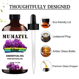 Lilac Essential Oil, Lilac Oil 4 Fl Oz 120ML for Diffuser Humidifier Yoga Cleaning DIY Candle Soap Making Lilac Essential Oils