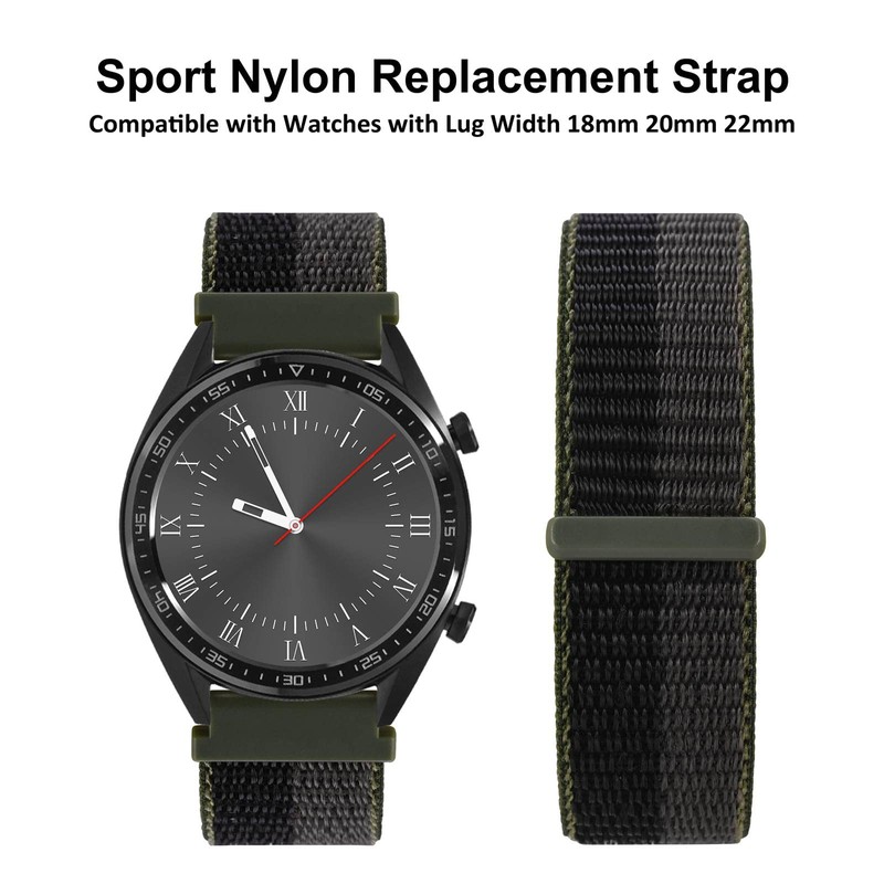 WOCCI 20mm Adjustable Nylon Watch Band, Quick Release Sport Loop