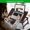 Bamboo Bed Tray Table with Foldable Legs & Ergonomic Handle,