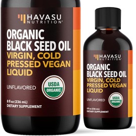 Havasu Nutrition Aceite de Semilla Negra Orgánico Prensado en Frío, 240 ml Líquido orgánico prensado en frío para apoyo inmunológico y salud digestiva; superalimento para el cabello