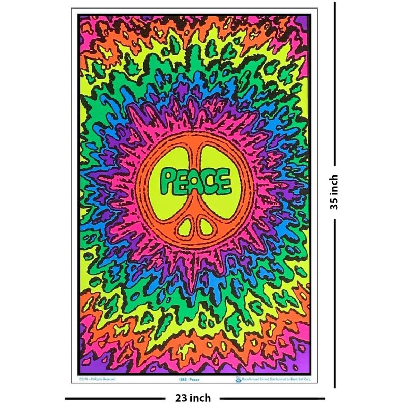 Scorpio Posters Psychedelic Peace - Flocked - Blacklight Poster -