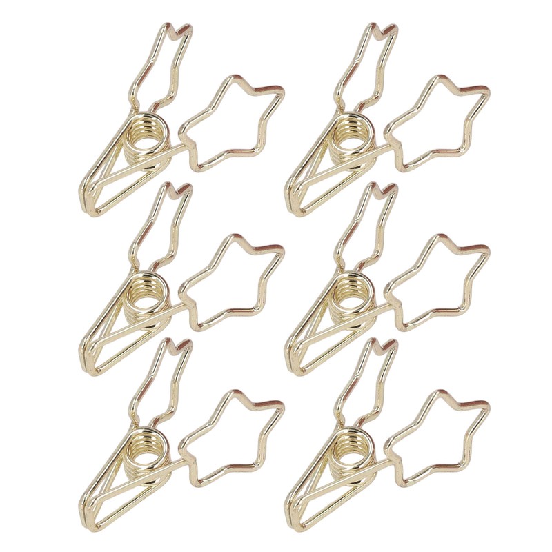 100Pcs Star Binder Clips Hollow Out Cartoon Style Strong Clamping