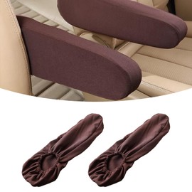 Hirificing 2PCS Armrest Covers Car Chair Arm Rest Cover, Stretch Car Front Seat Armrest Protector Cover, Anti-Scratch Center Console Lid Cloth Fabric Armrest Cover Skin Replacement Universal(Brown)