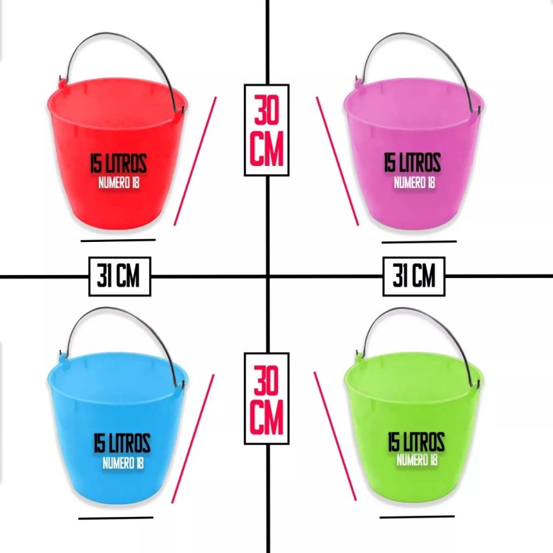 mdj Cubeta De Plástico Pack Con 3 Cubetas De Tamaño