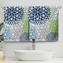 Cneztholim Dahlia Floral Kitchen Towel Teal Blue Gray Dish Towels Sage Green Flower Hand Towel Soft Decorative Tea Towel Absorbent Towel Set for Bathroom Kitchen Home Decor