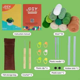 FYHJTRT 6PCS Crochet Coasters Set with Hook, Flower Potted Plant Beginner Crochet Kit, Colorful Yarn, Stitch Markers, Step-by-Step Guide(Green & Multicolor)