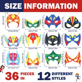 Sosation 36 Pcs Color Your Own Hero Masks DIY Paper Masks Craft Blank Graffiti Favor Gift with Ropes for Kids Birthday Party (Felt)