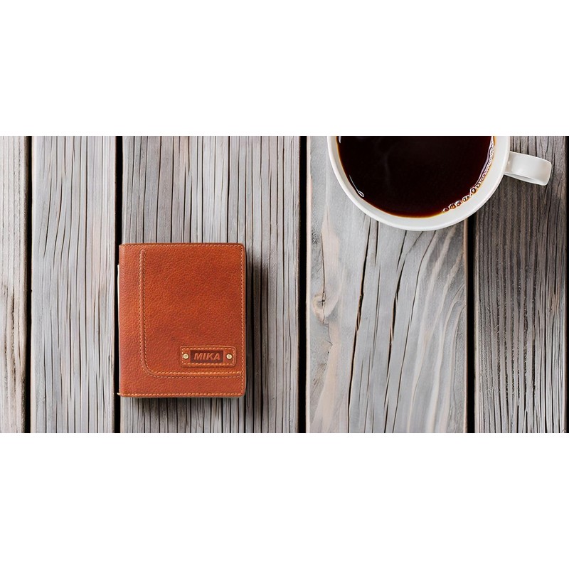 MIKA 14112102 Genuine Leather Wallet Portrait Format Wallet with 9