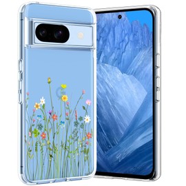 Unov Compatible with Pixel 8a Case Clear with Design Soft TPU Shock Absorption Slim Embossed Pattern Protective Back Cover for Pixel 8a (Flower Bouquet)