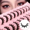 10 Pares De Pestañas Manga, 12 Mm, Naturales, Hechas A
