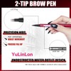 2-in-1 Liquid Brow Pen,1/2 Prong,Fine Tip,Brows,Liner,Beard,Hair(3#Dark Brown)