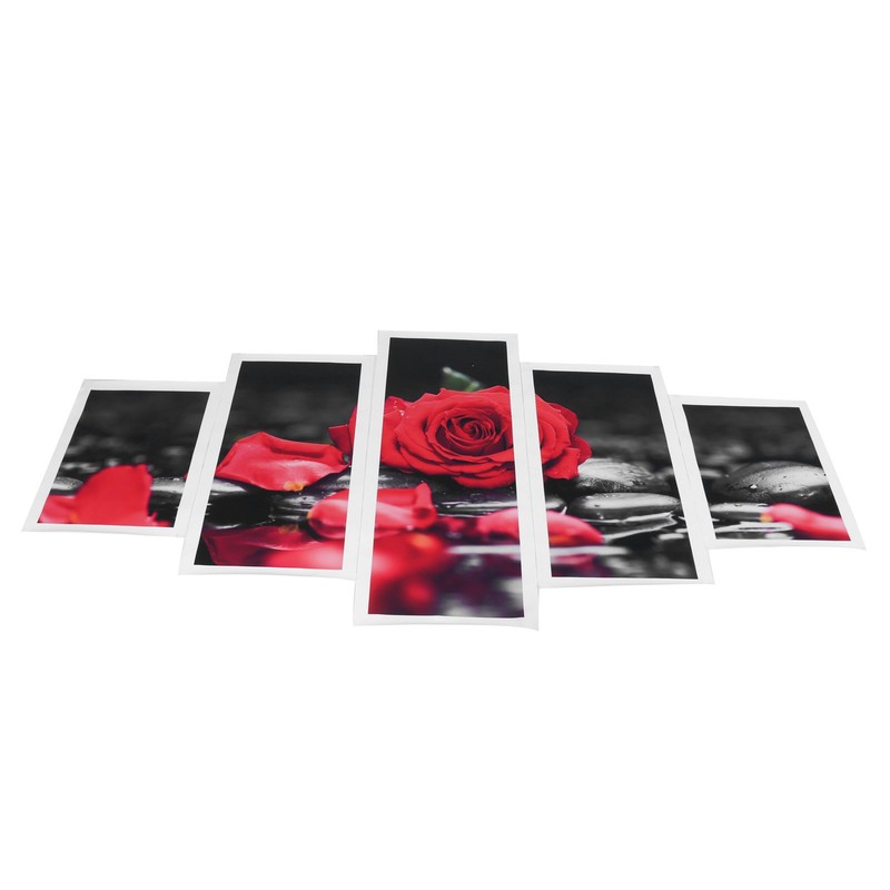 5Pcs Wall Art Painting Set Romantic Red Rose Frameless Painting
