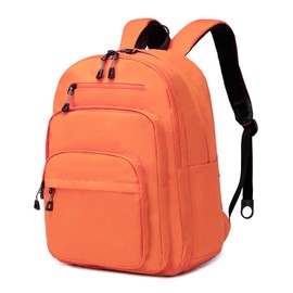 Lanola Basic Multi-Pocket Multipurpose Backpack Classical Water Resistant Student Bookbag For School Business Travel or Casual Daypack Backpacks For Men Or Women - Orange