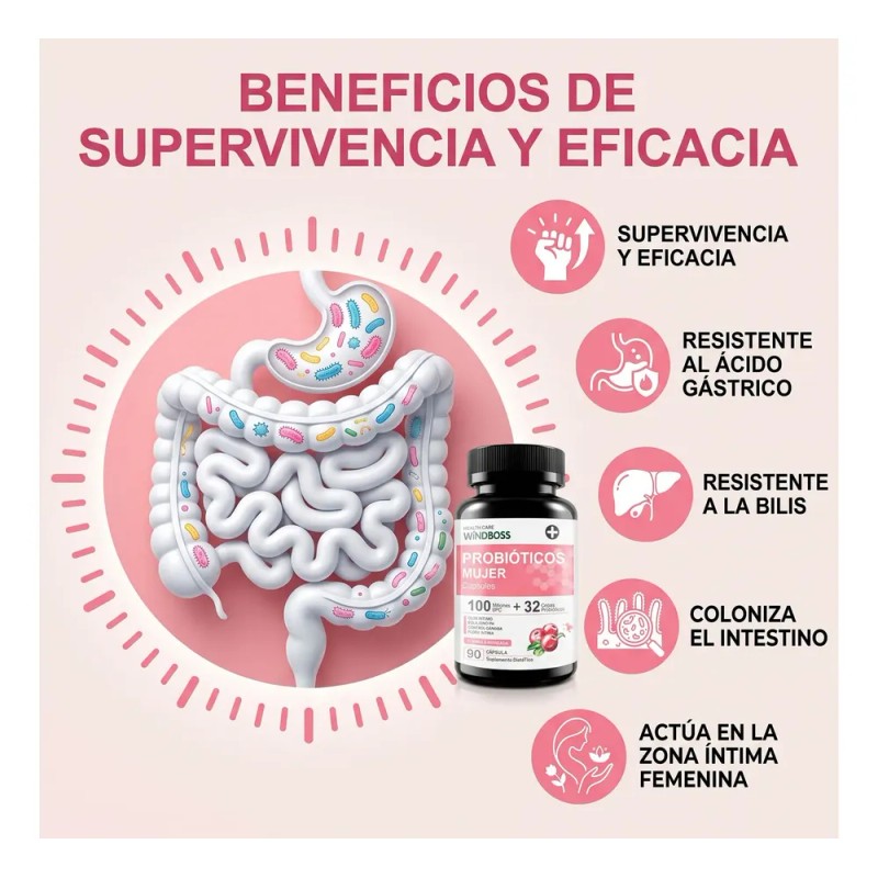 Windboss Probióticos Íntimos Para Mujer 90 Cápsulas