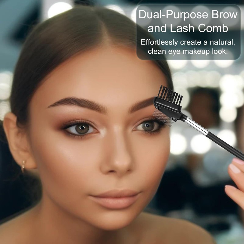 Dual-Sided Eyelash & Eyebrow Spoolie Brush: Reusable Comb with Stainless