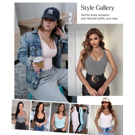 Popilush Black Lace Bodysuit Shapewear Bodysuit Tummy Control V Neck Sleeveless Modal Soft Womens Going Out Tops