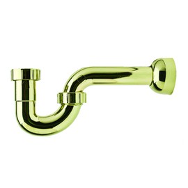 PF WaterWorks DecoTRAP Decorative ABS P-Trap (Kitchen/Bathroom) with Matching Wall Adaptor Cover - Universal (1-1/2-Inch or 1-1/4-Inch x 1-1/2-Inch); Polished Brass; PF0703-PB