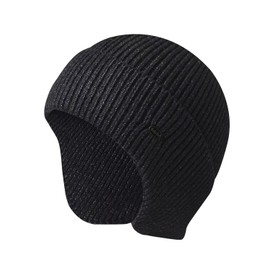 TOENAIK Winter Beanie with Earflap for Men Women, Outdoor Warm Thermal Knitted Hat Stocking Caps with Ears Daily Beanie Watch Skull Cap Dark Gray