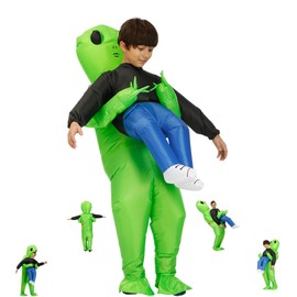 REKUCCI Alien Kigurumi Cosplay Costume, For Adults, Children, Inflatable, Christmas, Birthdays, Cultural Festivals, Events (Kids: 47.2 - 55.1 inches (120 - 140 cm)