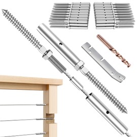 BLIKA 30 Pair 1/8" Invisible Crimp Cable Railing Swage Lag Screws, Right&Left Swage Lag Screws for Stair Cable Railing System, T316 Stainless Steel, Cable Railing Hardware, Invisible Crimp Fitting