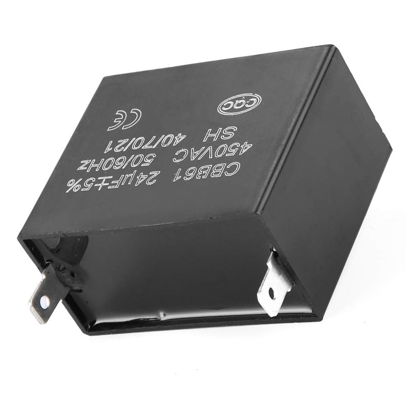 Tyenaza CBB61 Rectangular Black 24uF 450V AC 50/60Hz Starting Capacitor